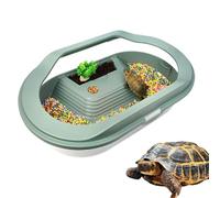 Turtle Tank Habitat - Acrylic 35.5x21.3x12.3cm | Reptile Aquarium With Basking Drain System Clear Lid, Breeding Use | Turtle Terrarium Box For Small Reptiles Crabs Home Setup