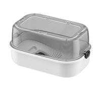 Turtle Tank Kit, Full View Aquatic Habitat, Multi-Function Reptile Tank, Stunning Design, Bottom Drain, Bask Stage, 17.32x11.42 inch Ideal for Home Or Pet Care Use, White and Gray