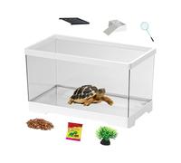 Turtle Tank Kit, Turtle Habitat, Bottom Drainage Aquarium Terrarium, for Tortoise, Hermit Crab, Fish, Amphibians, Snake, Gecko, Chameleon, Frog, 29x17.5x18cm/11.42x6.89x7.09 in, 1-Pack