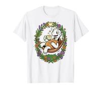 Turtle Tea Lover Hamac Couronne Florale Cottagecore T-Shirt