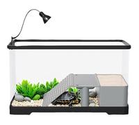 Turtle Terrarium, Aquarium Terrarium, Complete Kit with LED Lighting, Acrylic Turtle Tray with Solar Platform, Ramp for Office,