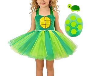 Turtle Tutu Costume - Green Animal Cosplay Set, Headband and Skirt, Soft Comfortable Fancy Tutu with Elastic Waist, Kids Costume Accessory for Birthday Stage, Festival Photography and Holiday Parties