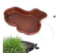 Turtle Water Dish, 100g ABS Reptile Bath Pool, and Feeding Bowls, Basking Ramp with Drainage Options for Habitats | Terrarium Decors, Bearded Dragons Gecko Amphibian Garden Balcony Accessories