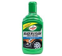 Turtle Wax Black In A Flash 300 ml - Brillance et rénovation longue durée pour pneus et toutes surfaces traitées, résistantes à l'eau - Rénove le vinyle, le plastique et le caoutchouc