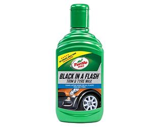 Turtle Wax Black In A Flash 300 ml - Brillance et rénovation longue durée pour pneus et toutes surfaces traitées, résistantes à l'eau - Rénove le vinyle, le plastique et le caoutchouc