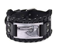 TURTLEDOVE Bracelet en cuir avec hache viking - Nœud celtique - Large manchette de talisman païen, Cuir