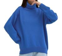 Turtleneck Sweater for Women Relaxed Fit Ribbed Long Sleeve Pullover | Oversized Pullover Shape Turtleneck Ribbed Neck Cuffs And Hem Drop Shoulder Sleeves Easy Movement Clean Solid Styling