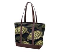 Turtles in the Water 408 - Grand sac à main en cuir délavé doux et durable pour femme, Multicolore 07, 33.8x12x31cm/13.3x4.7x12.2 in