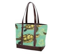 Turtles in the Water 430 Sacs fourre-tout en cuir durable et toile pour femme avec poignée sur le dessus, Multicolore 10., 33.8x12x31cm/13.3x4.7x12.2 in