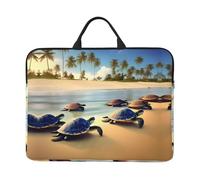 turtles on the beach Housse pour ordinateur portable 14" - Sac de transport pour voyage d'affaires, bureau - Caractéristiques : bandoulière et porte-documents, noir, taille unique