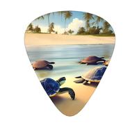 Turtles On The Beach Lot de 12 médiators pour guitare acoustique, ukulélé, etc. 3 épaisseurs