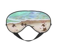 Turtles On The Beach Masque de sommeil double face en soie, masque pour les yeux bloquant la lumière réglable pour voyage, homme et femme, bandeau doux et confortable, 20 x 10 cm