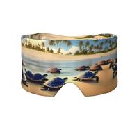 Turtles on The Beach Masque de sommeil réglable avec cache-oreilles Unisexe 68,1 x 10,9 cm Pour l'intérieur et l'extérieur