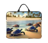 Turtles On The Beach Sac pour ordinateur portable 14" avec doublure antichoc et design portable, adapté pour un usage professionnel et quotidien.