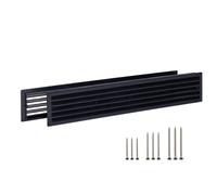 TURvent Aérations de porte intérieures de 45 x 9,1 cm - Couvercle d'aération noir avec vis - Grille d'aération en plastique double face - Registre d'air pour salle de bain, garage, cuisine - Zone de