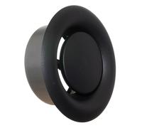 TURvent Diffuseur en métal noir/anthracite de 10,2 cm - Évent réglable pour mur - Couvercle de conduit de plafond - Valve d'évacuation d'air - Couvercles d'aération ronds pour salle de bain, cuisine