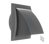 TURvent Grille d'aération extérieure de 10,2 cm - Évents d'air CVC en plastique ABS pour mur extérieur - Grille d'échappement grise avec capuchon de protection contre les intempéries et valve