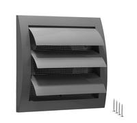 TURvent Grille d'aération extérieure de 10,2 cm - Évents d'air CVC en plastique ABS pour mur extérieur - Grille d'échappement grise avec persiennes automatiques et maille intégrée