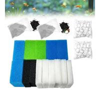 Turwen Kit de 18 filtres d'aquarium de rechange pour Juwel Bioflow 3,0 m - Comprend des éponges grossières/fines bleues, une éponge verte, des filtres à charbon, des anneaux en céramique et un filtre