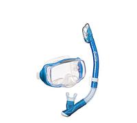 TUSA Imprex 3D - Set Maschera da Snorkeling Con custodia per boccaglio asciutta, in Silicone, Colore: Trasparente/Blu Fishtail Blue