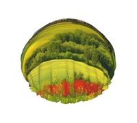 Tuscany Bonnet de douche printanier pour homme et femme - Grand bonnet de douche réutilisable double couche imperméable - Bande élastique - Pour toutes les coiffures - Facile à transporter
