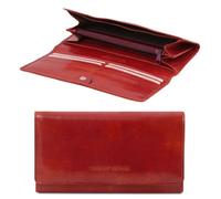 Tuscany Leather - Elégant portefeuille en cuir pour femme avec poches soufflets - Rouge (TL140787)