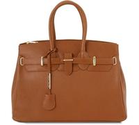 Tuscany Leather - TL Bag - Sac à main pour femme avec finitions couleur or - Cognac (TL141529)
