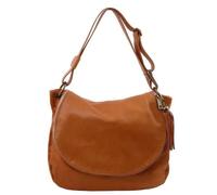 Tuscany Leather - TL Bag - Sac bandoulière besace en cuir souple avec pompon - Cognac (TL141110)