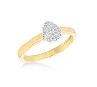 Tuscany Silver Bague pour femme en argent sterling plaqué or 0,10 ct avec diamants créés en laboratoire en forme de larme, Argent sterling, Pas de pierre précieuse