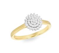 Tuscany Silver Bague pour femme en argent sterling plaqué or 0,24 ct sertie de diamants synthétiques, Argent sterling, Aucune pierre précieuse