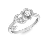 Tuscany Silver Bague pour femme en argent sterling plaqué rhodium avec rose CZ blanche, Argent sterling, Pas de pierre précieuse