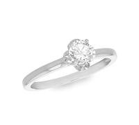 Tuscany Silver Bague pour femme en argent sterling plaqué rhodium avec zircone cubique 5 mm, Argent sterling, Pas de pierre précieuse