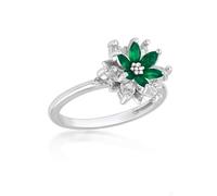 Tuscany Silver Bague pour femme en argent sterling plaqué rhodium avec zircone cubique blanche et spinelle bleue 12 mm, Argent sterling, Pas de pierre précieuse
