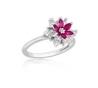 Tuscany Silver Bague pour femme en argent sterling plaqué rhodium avec zircone cubique blanche et spinelle bleue 12 mm, Argent sterling, Pas de pierre précieuse