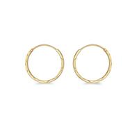 Tuscany Silver Boucles d’oreilles créoles pour femme en argent sterling plaqué or, coupe diamant, 15 mm