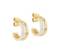 Tuscany Silver Boucles d'oreilles demi-créoles en argent sterling plaqué or 0,19 ct avec diamants créés en laboratoire