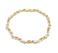 Tuscany Silver Bracelet pour femme en argent sterling plaqué or 0,15 ct avec diamants créés en laboratoire 19 cm