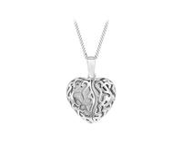 Tuscany Silver Collier pour femme en argent sterling avec cœur en filigrane et ailes ouvertes, plaqué or jaune, chaîne fine à maille gourmette de 45,7 cm