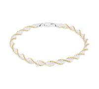 Tuscany Silver Femme Bracelet Herringbone Torsadé Bicolore 4 mm en Argent Sterling 19 cm/7.5"