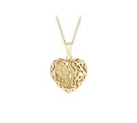 Tuscany Silver Pendentif en forme de cœur en filigrane avec aile ouverte en argent sterling plaqué or jaune 25 fine chaîne Belcher 46 cm, One Size, Argent sterling, Pas de pierre précieuse