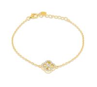 Tuscany Silver pour femmes Bracelet ajustable en argent sterling plaqué or jaune avec trèfle arc-en-ciel de 11 mm et CZ blanc de 1,1 mm, 16 cm/6.25' - 19 cm/7.5'