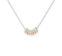 Tuscany Silver pour femmes Collier trois anneaux tricolores en argent sterling avec chaîne Prince of Wales plaquée rhodium 46 cm (18 pouces)