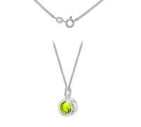 Tuscany Silver Women's Sterling Silver Green 5mm CZ 7mm x 11.5mm August Birthstone Pendant on Sterling Silver Curb Chain 46cm/18