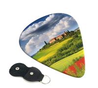 Tuscany Spring Lot de 6 médiators avec porte-médiators en cuir pour guitare électrique, ukulélé 0,71 mm