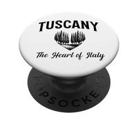 Tuscany The Heart of Italy Cyprès Cœur Imprimé Noir PopSockets PopGrip Adhésif