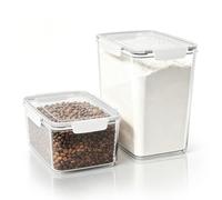 TUSEASY 6L & 10L Grande Capacité Boîtes de Rangement avec Couvercle Lot de 2 - Boîtes Hermétiques Empilables Transparentes en PET Sans BPA - Pour Farine, Snacks et Nourriture pour Animaux
