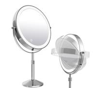 TUSHENGTU 10X Miroir Lumineux 20cm, Hauteur Réglable Table de Maquillage, Rechargeable, 3 Couleurs Lumière (T840C10X)