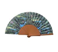 Tusitala Barcelona Éventail Espagnol - Bois et Coton - 23 cm - Housse et étui en Jute - Accessoire de Mode - Fait Main en Espagne - Collection Alzar la Mirada (Libro de la Selva)