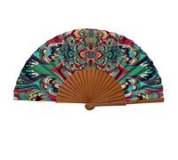 Tusitala Barcelona Éventail Espagnol - Bois et Coton - 23 cm - Housse et étui en jute - Accessoire de mode - Fait main en Espagne - Collection Alzar la Mirada