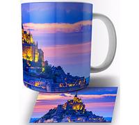TusRelojes Monte Saint Michel Normandia Francia France Normandy Castle Mont Saint Michel Tasse en Céramique Blanche 325ml Mug